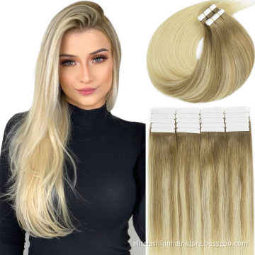 Double drawn Silky straight 12 to 30 inch Real remy cuticle Human Hair extensions Tape in Hair Extensions tape weft hair